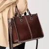 brown leather handbag