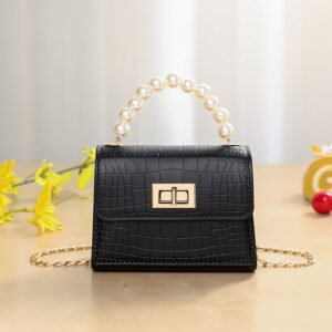 Small Clutch Bag Gold Chain Staps Beads Purse