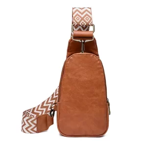 leather chest bag brown